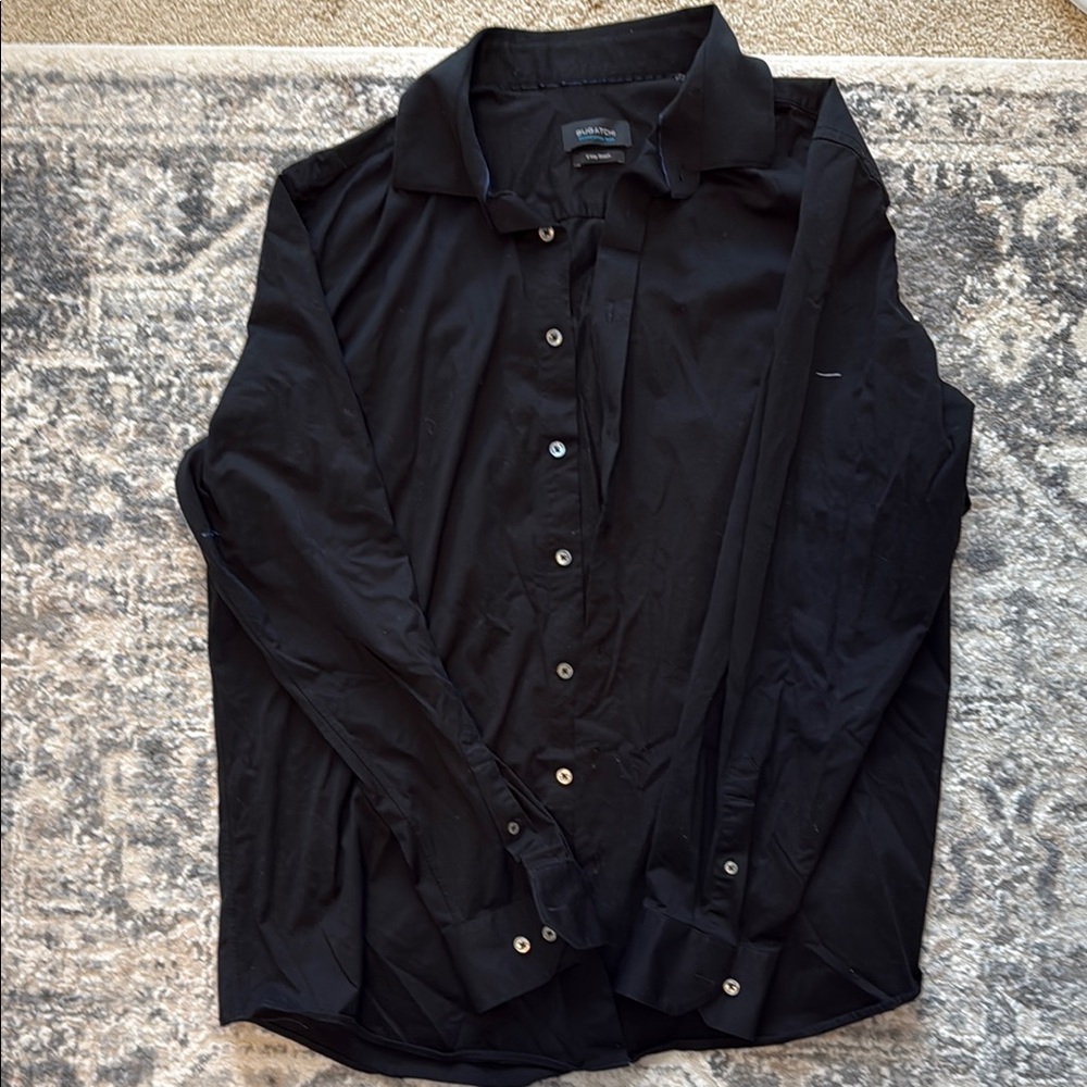 Bugatchi James solid OoohCotton® shirt Black XXL